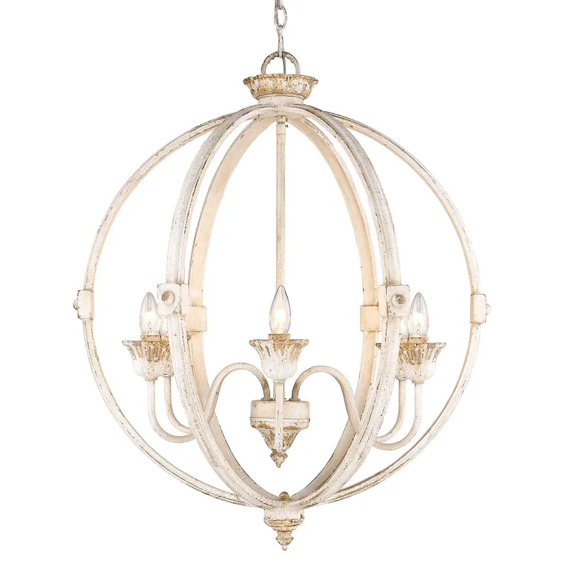 Golden Lighting Jules 6-light Chandelier in Antique Ivory — Golden Lighting LED Pendant Lights  