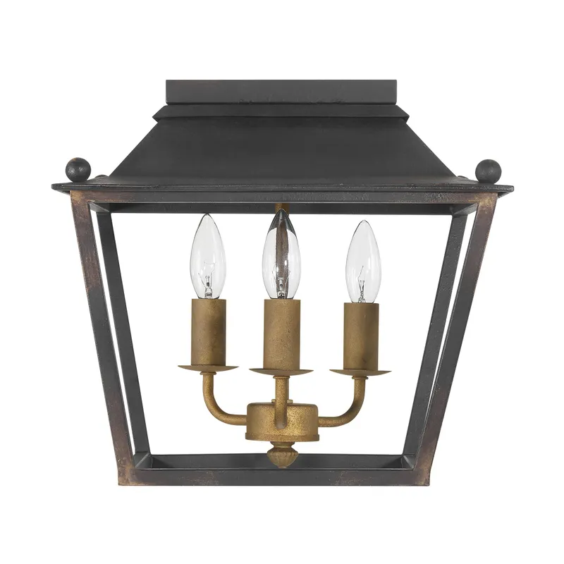 Golden Lighting Christoff 3-light Flush Mount in Antique Black Iron — Golden Lighting LED Ceiling Lights  