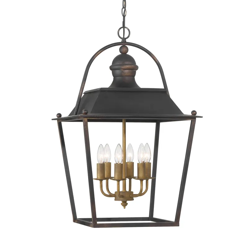 Golden Lighting Christoff 6-light Pendant in Antique Black Iron — Golden Lighting LED Pendant Lights  