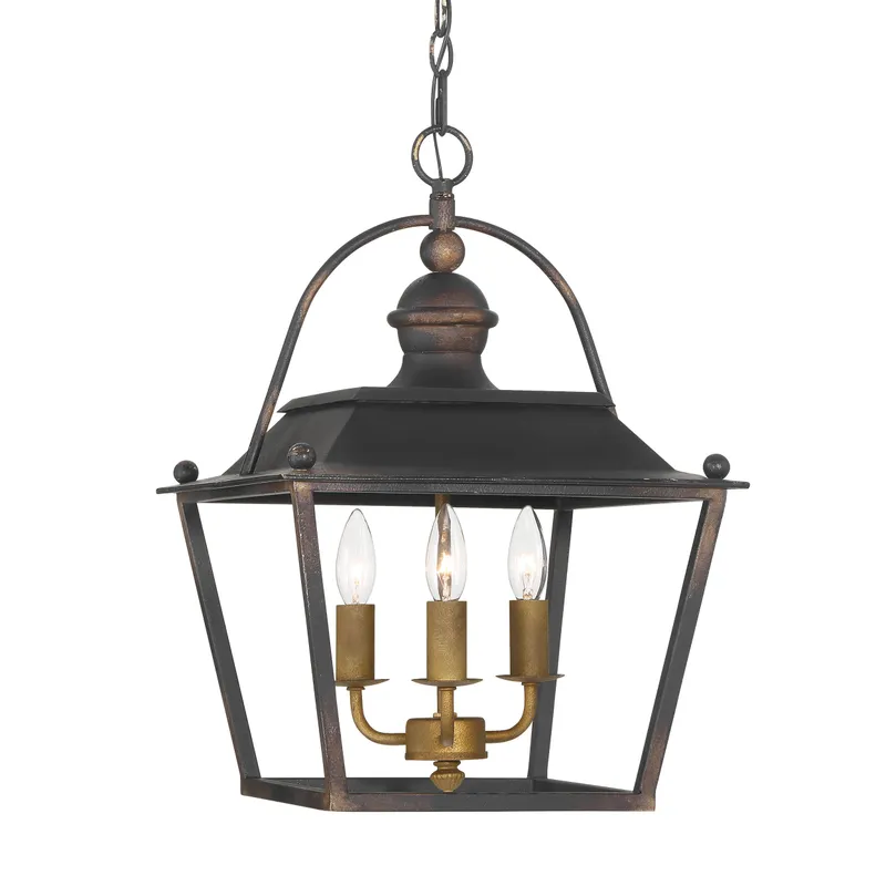 Golden Lighting Christoff 3-light Pendant in Antique Black Iron — Golden Lighting LED Pendant Lights  