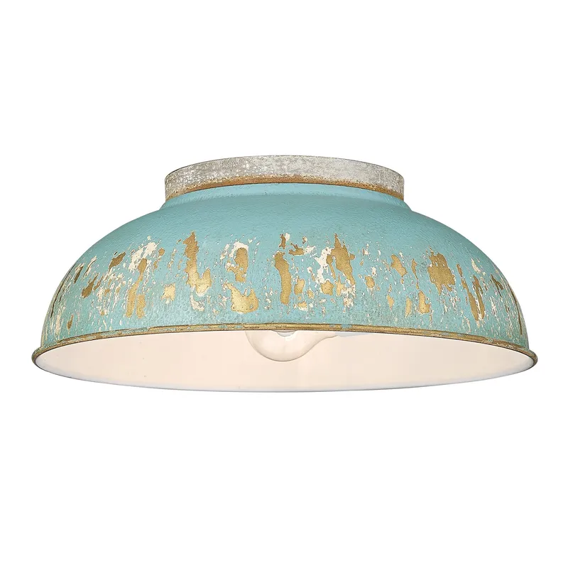 Golden Lighting Kinsley 2-light Flush Mount in Antique Teal shade — Golden Lighting LED Ceiling Lights 100.0W 