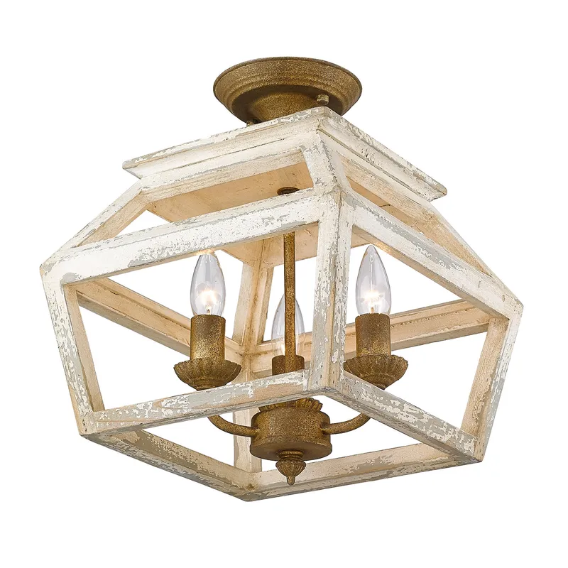 Golden Lighting Haiden 3-light Semi-Flush Mount in Burnished Chestnut — Golden Lighting LED Ceiling Lights  