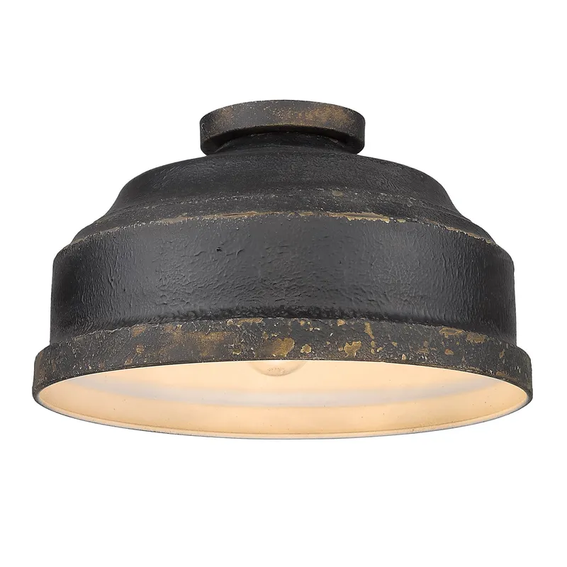 Golden Lighting Keating 3-light Flush Mount in Antique Black Iron — Golden Lighting LED Ceiling Lights 60.0W 