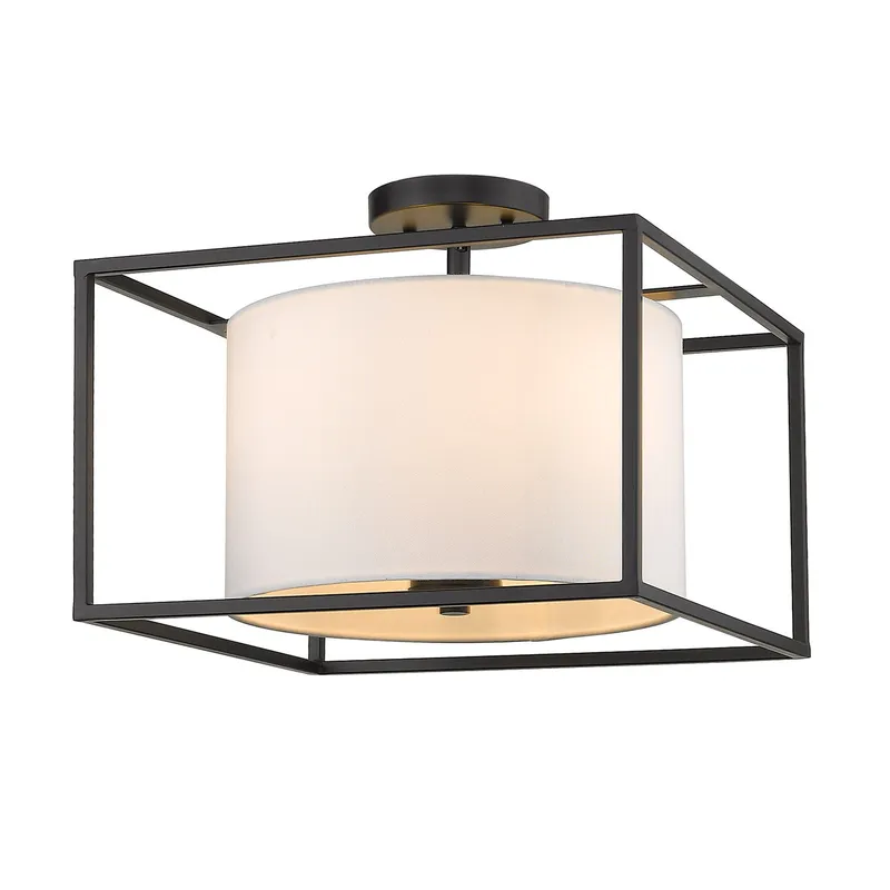 Golden Lighting Manhattan 3-light Semi-Flush Mount in Matte Black — Golden Lighting LED Ceiling Lights  