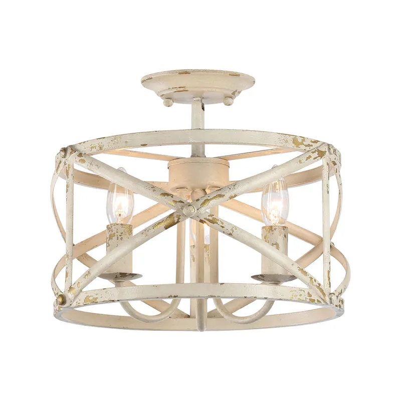 Golden Lighting Alcott 3-light Semi-Flush Mount in Antique Ivory — Golden Lighting LED Ceiling Lights 60.0W 