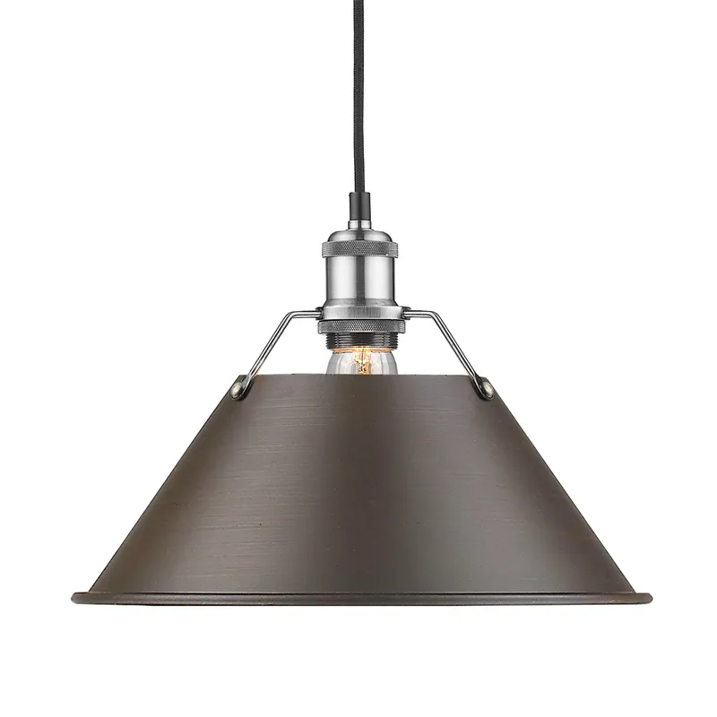 Yep by Golden Lighting Orwell 1-light 14in Pendant in Pewter and Rubbed Bronze shade — Golden Lighting LED Pendant Lights  