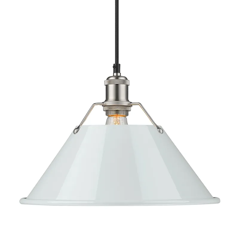 Yep by Golden Lighting Orwell 1-light 14in Pendant in Pewter and Dusky Blue shade — Golden Lighting LED Pendant Lights  