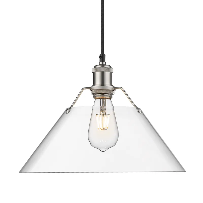Yep by Golden Lighting Orwell 1-light 14in Pendant in Pewter and Clear Glass — Golden Lighting LED Pendant Lights  
