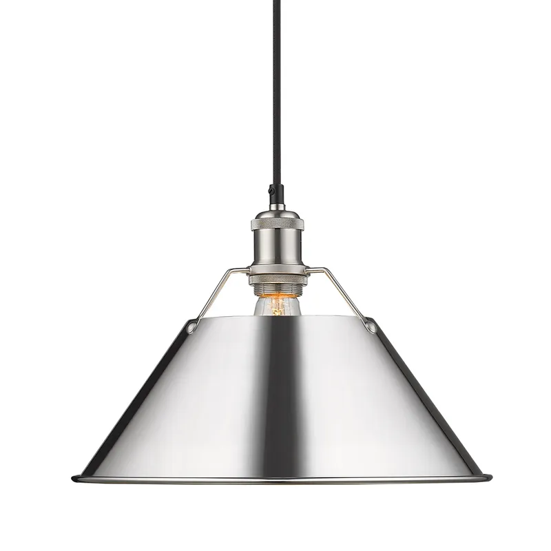 Yep by Golden Lighting Orwell 1-light 14in Pendant in Pewter and Chrome shade — Golden Lighting LED Pendant Lights  