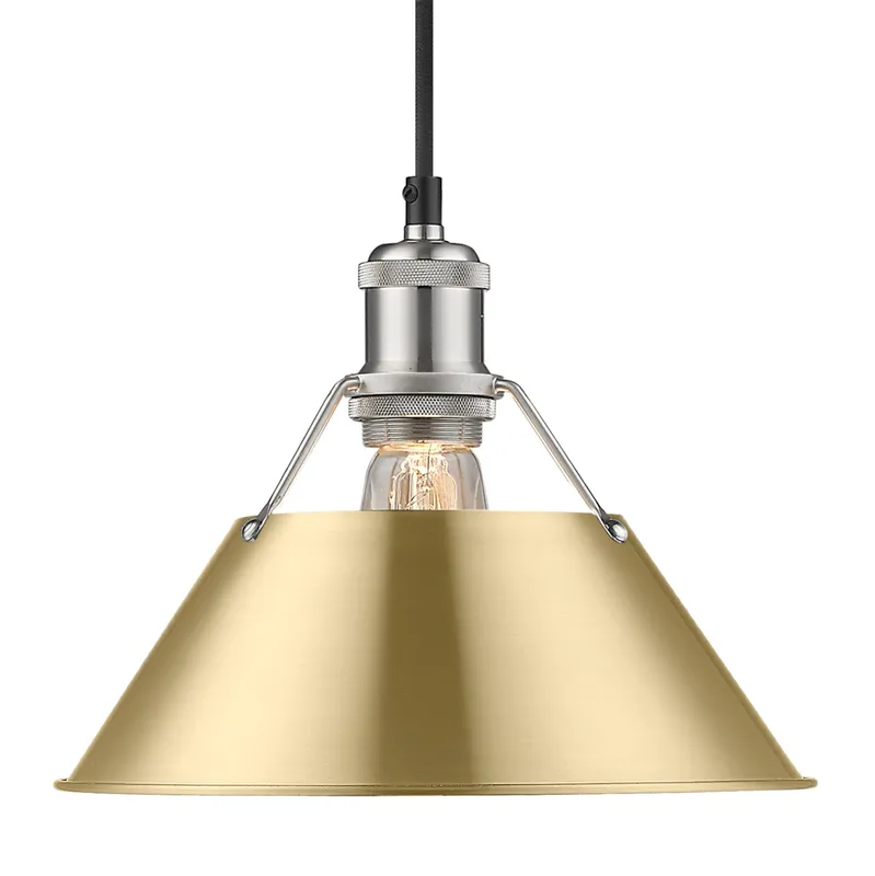 Yep by Golden Lighting Orwell 1-light 14in Pendant in Pewter and Brushed Champagne Brass shade — Golden Lighting LED Pendant Lights  