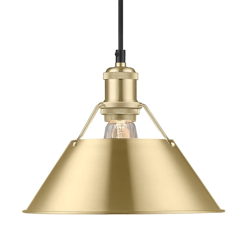 Yep by Golden Lighting Orwell 1-light 14in Pendant in Brushed Champagne Brass — Golden Lighting LED Pendant Lights 100.0W 