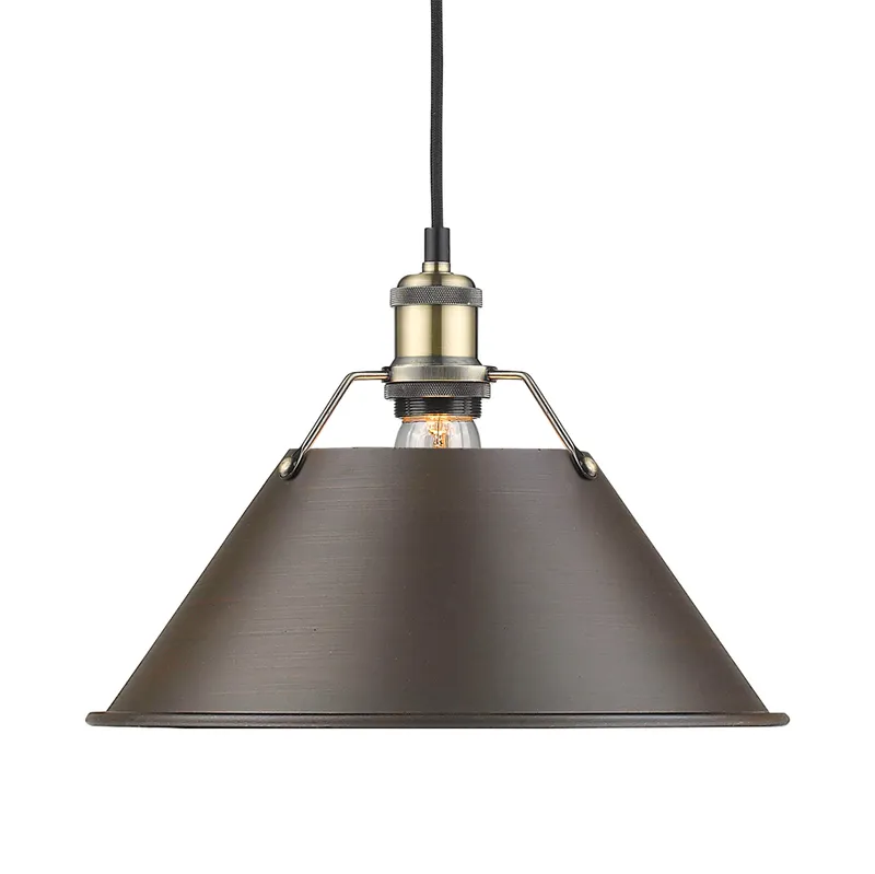 Yep by Golden Lighting Orwell 1-light 14in Pendant in Aged Brass and Rubbed Bronze shade — Golden Lighting LED Pendant Lights  