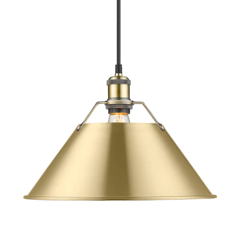 Yep by Golden Lighting Orwell 1-light 14in Pendant in Aged Brass and Brushed Champagne Brass shade — Golden Lighting LED Pendant Lights  