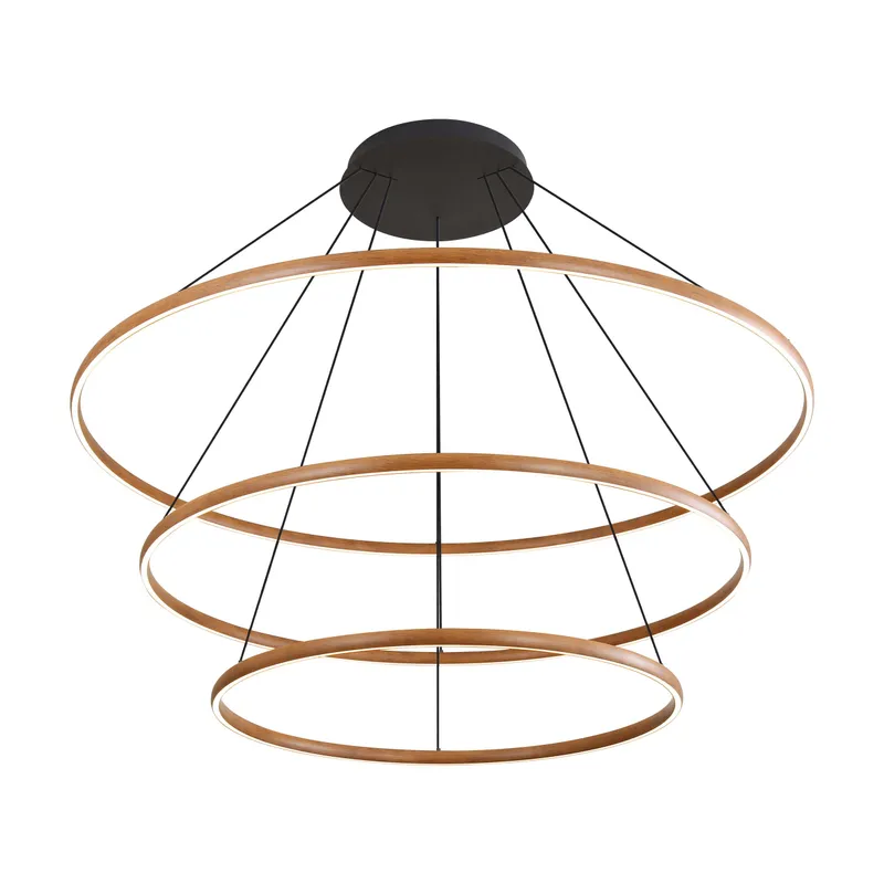 Veritas 71" 3-tier Bi-directional LED Chandelier in Walnut — Golden Lighting LED Pendant Lights  3000K