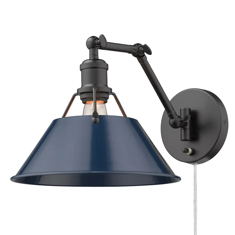 Yep by Golden Lighting Orwell 1-light Swing Arm Wall Lamp in Matte Black and Navy Blue shade — Golden Lighting LED Wall Lights 1.0W 