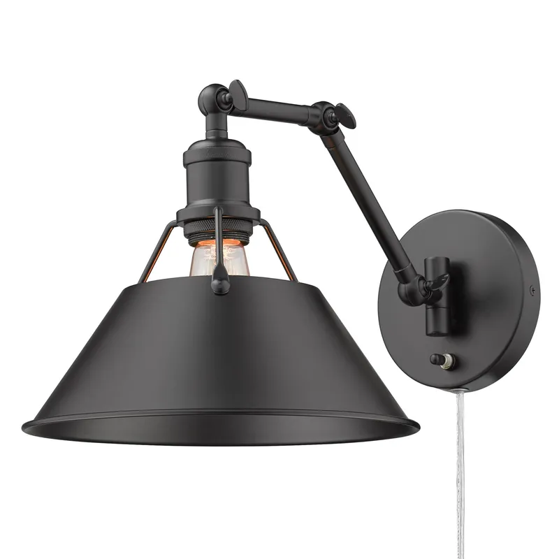 Yep by Golden Lighting Orwell 1-light Swing Arm Wall Lamp in Matte Black — Golden Lighting LED Wall Lights 1.0W 