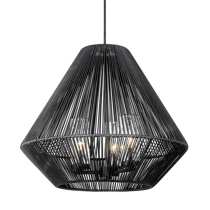 Golden Lighting Valentina 3-light Outdoor Pendant in Natural Black — Golden Lighting LED Pendant Lights  