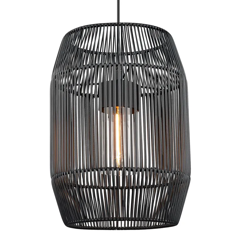 Golden Lighting Seabrooke 1-light Outdoor Pendant in Natural Black and Black Composite Wicker — Golden Lighting LED Pendant Lights  