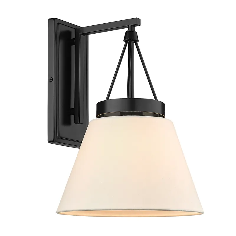 Golden Lighting Penn 1-light Wall Sconce in Matte Black and Modern White shade — Golden Lighting LED Wall Lights  