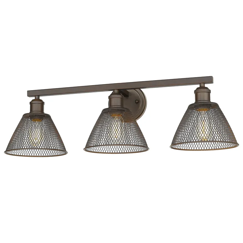 Yep by Golden Lighting Carver 3-light Vanity in Rubbed Bronze and Rubbed Bronze shade — Golden Lighting LED Wall Lights  