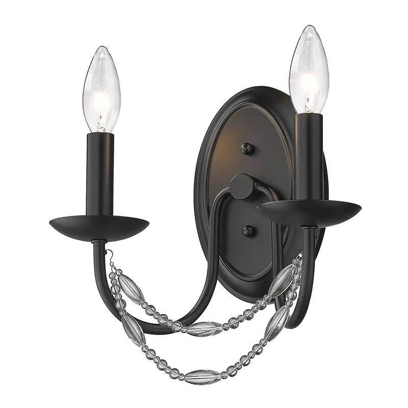 Golden Lighting Mirabella 2-light Wall Sconce in Matte Black — Golden Lighting LED Wall Lights 2.0W 