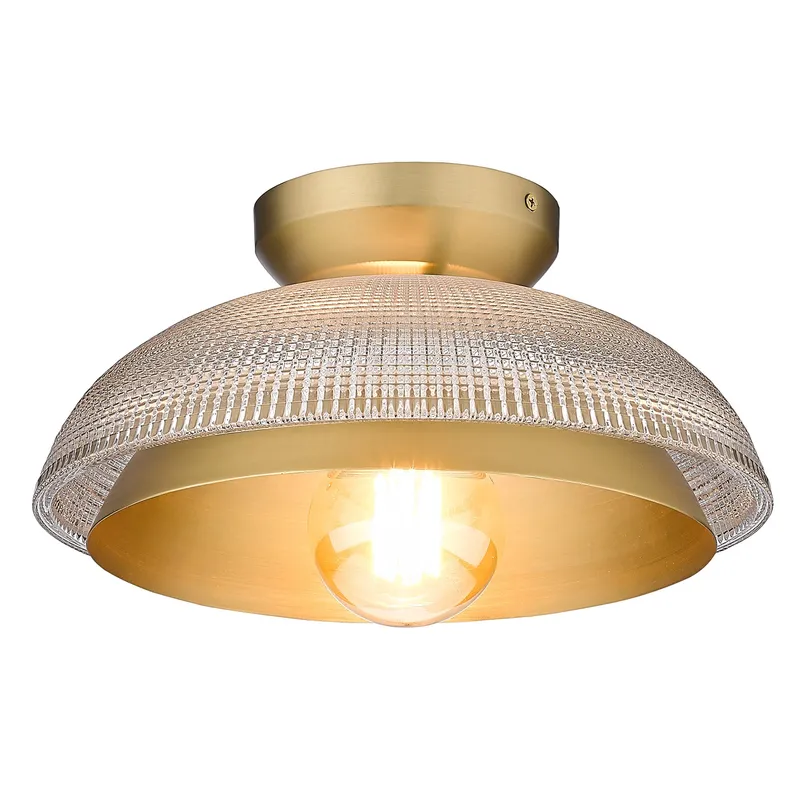 Golden Lighting Crawford 1-light Flush Mount in Brushed Champagne Brass — Golden Lighting LED Ceiling Lights  