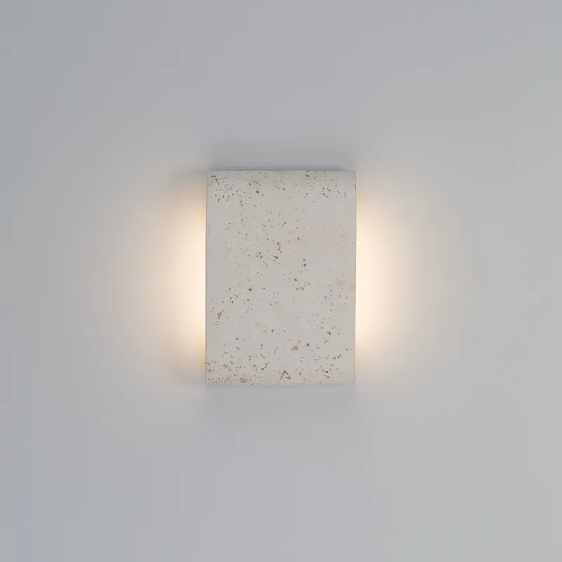 Golden Lighting Stela Integrated LED 9in Outdoor Wall in White Travertine — Golden Lighting LED Ceiling Lights  3000K