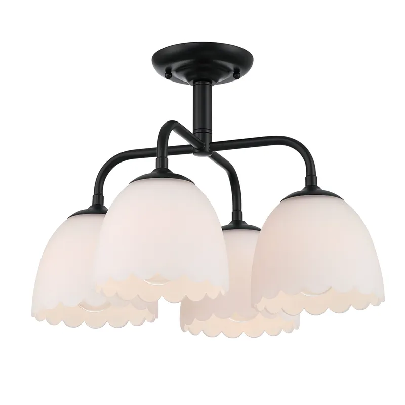 Golden Lighting Dorinda 4-light Semi-Flush Mount in Matte Black — Golden Lighting LED Pendant Lights  