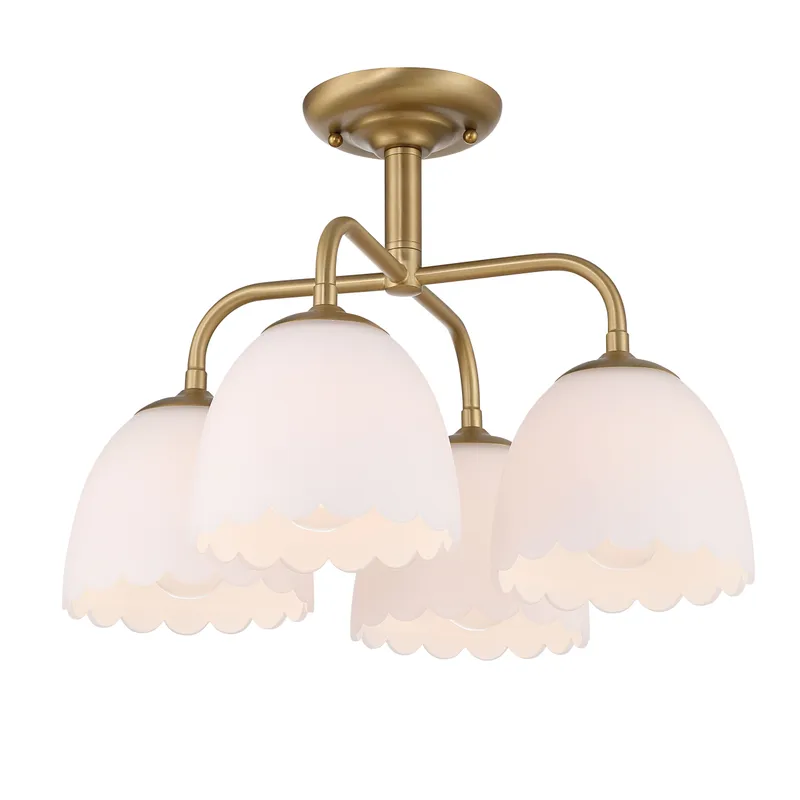 Golden Lighting Dorinda 4-light Semi-Flush Mount in Brushed Champagne Brass — Golden Lighting LED Pendant Lights  