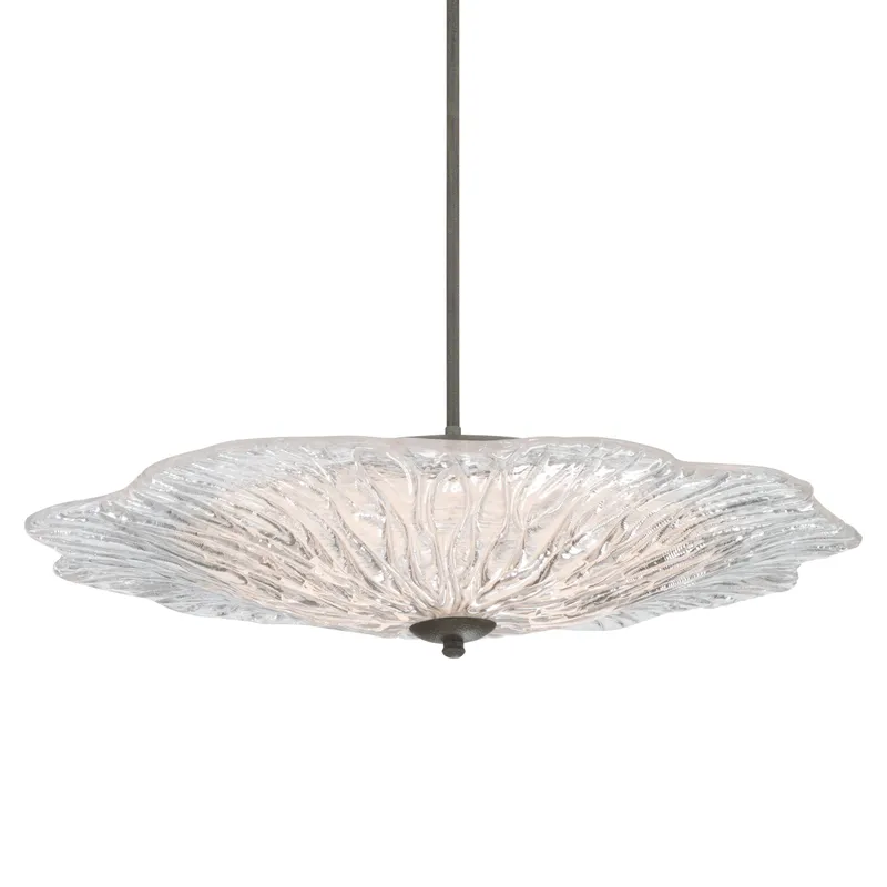 Golden Lighting Coral Bloom Integrated LED 31in Pendant in Black Slate with Pressed Clear Glass — Golden Lighting LED Pendant Lights  