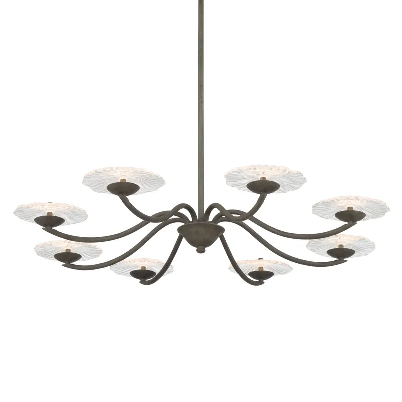 Golden Lighting Coral Bloom Integrated LED 31in Chandelier in Black Slate with Pressed Clear Glass — Golden Lighting LED Pendant Lights  3000K