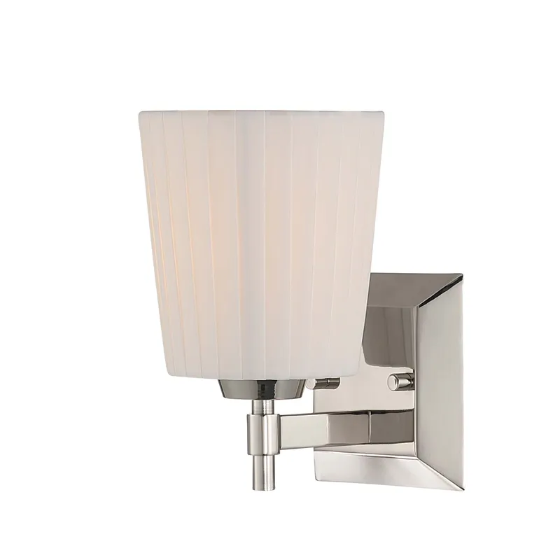 Brilia 1-light Wall Sconce Vanity in Polished Nickel with Pleated Shade — Golden Lighting LED Wall Lights  