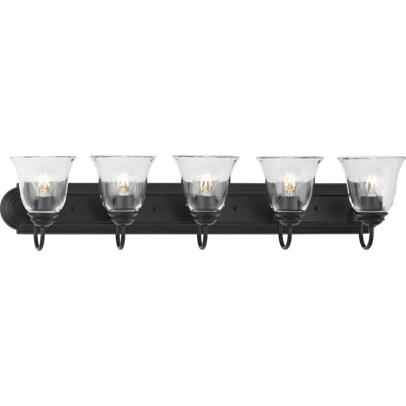 Five-Light Bath Vanity Light with Clear Glass for Bathroom — Progress Lighting LED Wall Lights  