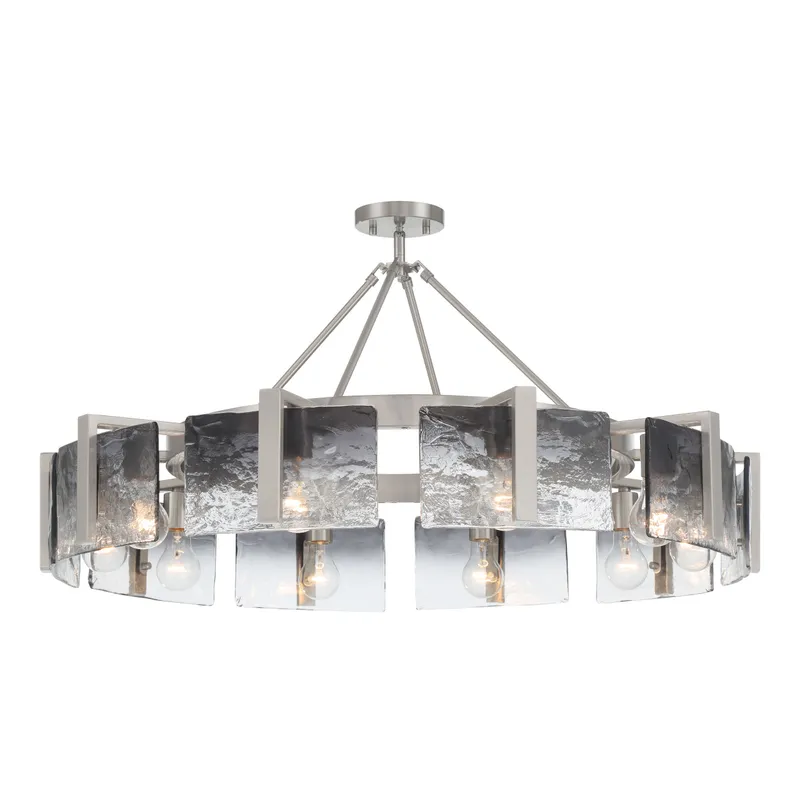 Aenon 10-light Semi-Flush Mount in Pewter with Smokey Water Glass — Golden Lighting LED Pendant Lights  