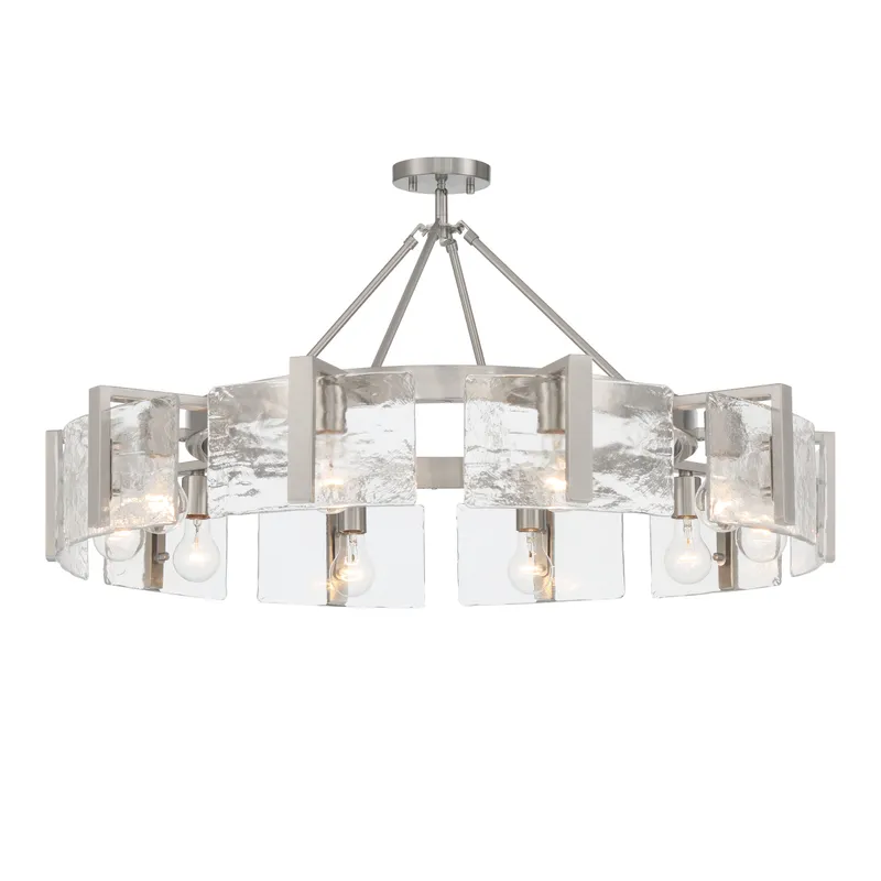 Aenon 10-light Semi-Flush Mount in Pewter with Hammered Water Glass — Golden Lighting LED Pendant Lights  