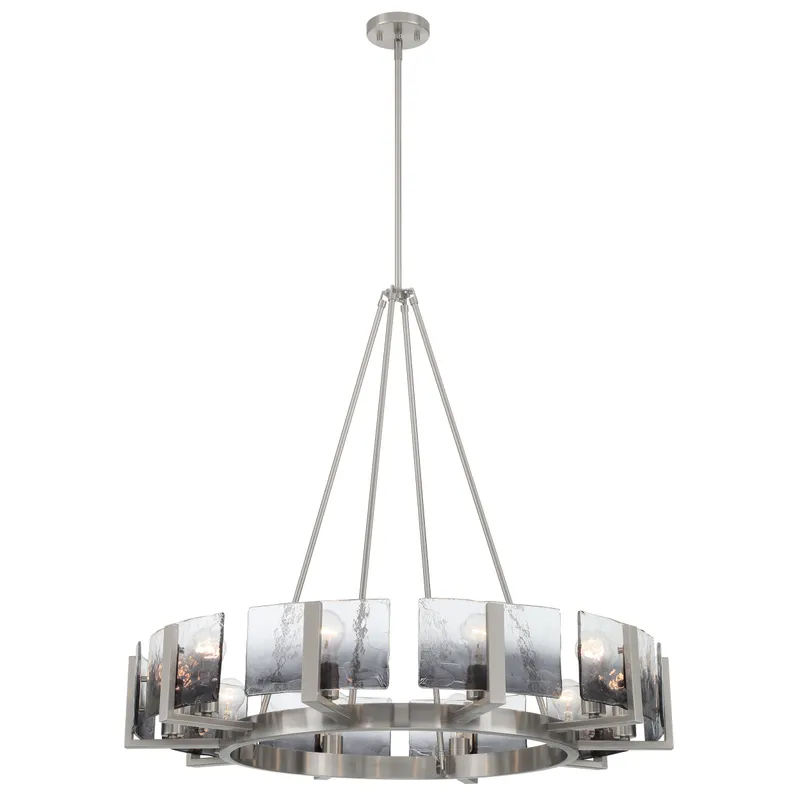 Aenon 10-light Chandelier in Pewter with Smokey Water Glass — Golden Lighting LED Pendant Lights  
