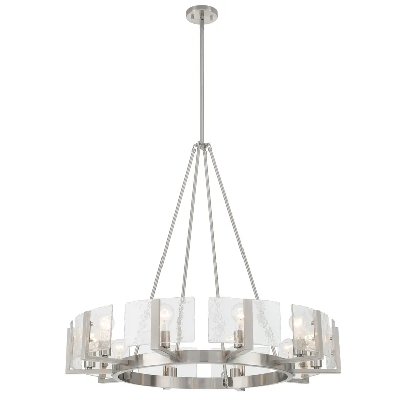 Aenon 10-light Chandelier in Pewter with Hammered Water Glass — Golden Lighting LED Pendant Lights  