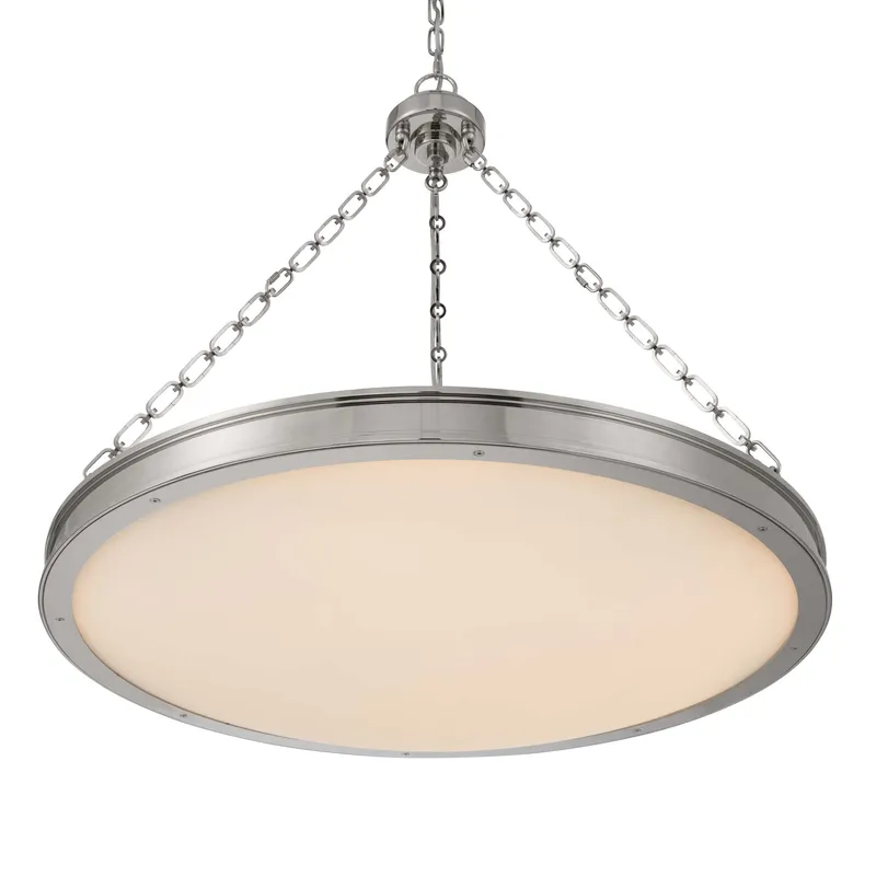Golden Lighting Cameron Integrated LED 30in Pendant in Polished Nickel with Etched Glass — Golden Lighting LED Pendant Lights  3000K