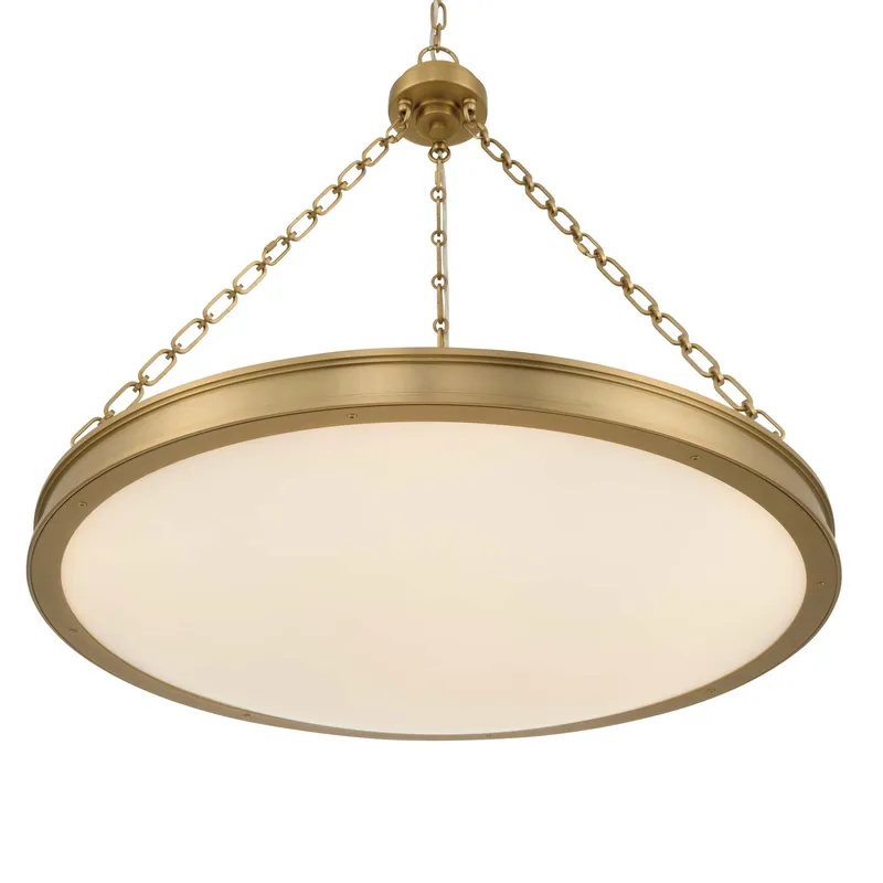Golden Lighting Cameron Integrated LED 30in Pendant in Brushed Champagne Brass with Etched Glass — Golden Lighting LED Pendant Lights  3000K