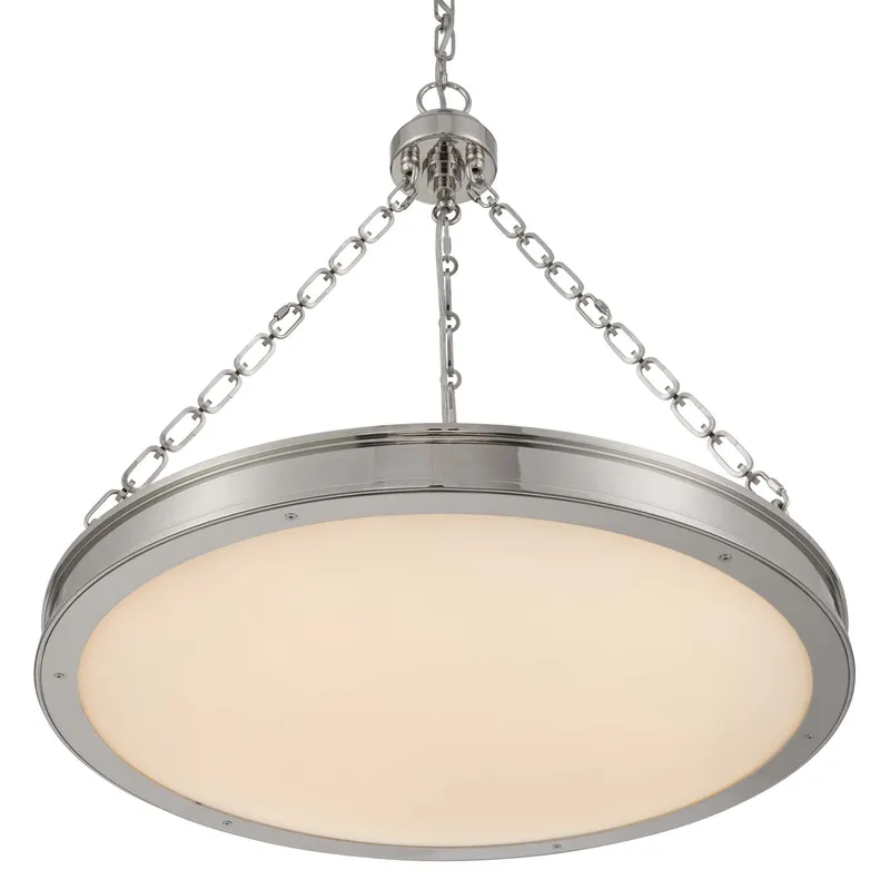 Golden Lighting Cameron Integrated LED 24in Pendant in Polished Nickel with Etched Glass — Golden Lighting LED Pendant Lights  3000K