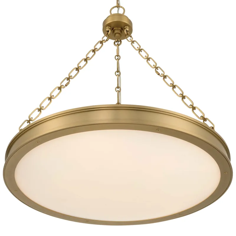 Golden Lighting Cameron Integrated LED 24in Pendant in Brushed Champagne Brass with Etched Glass — Golden Lighting LED Pendant Lights  3000K