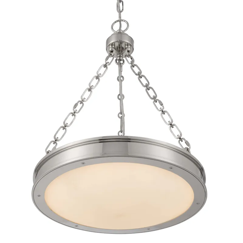Golden Lighting Cameron Integrated LED 17in Pendant in Polished Nickel with Etched Glass — Golden Lighting LED Pendant Lights  3000K