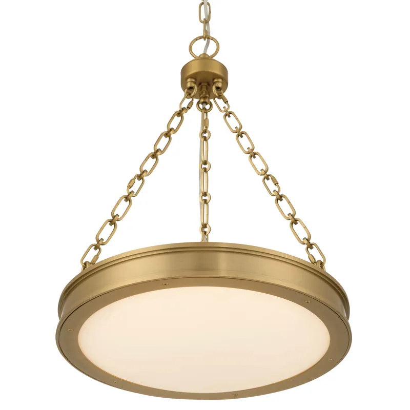 Golden Lighting Cameron Integrated LED 17in Pendant in Brushed Champagne Brass with Etched Glass — Golden Lighting LED Pendant Lights  3000K
