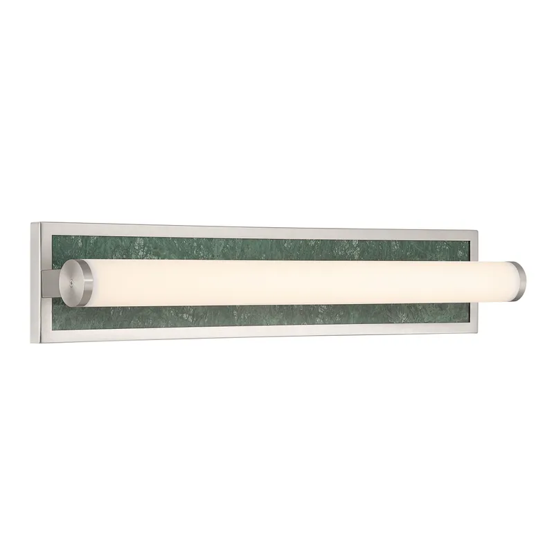 Stratum Integrated LED 24in Vanity in Brushed Nickel with Persian Green Marble — Golden Lighting LED Wall Lights  3000K