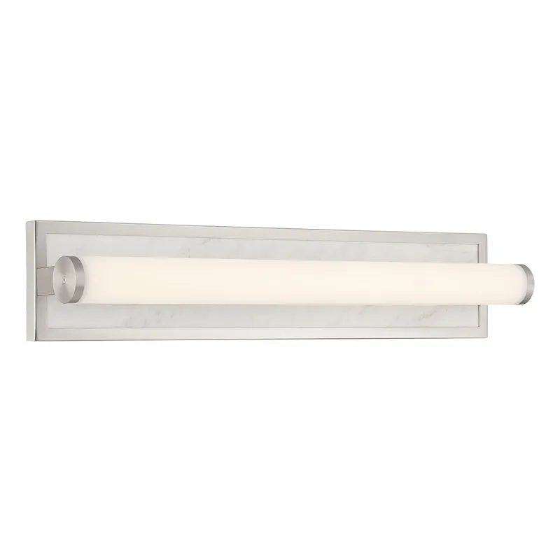 Stratum Integrated LED 24in Vanity in Brushed Nickel with Jazz White Marble — Golden Lighting LED Wall Lights  3000K
