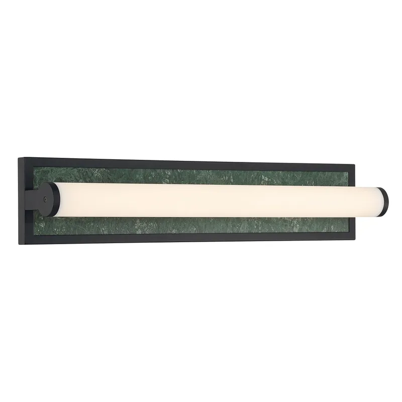 Stratum Integrated LED 24in Vanity in Matte Black with Persian Green Marble — Golden Lighting LED Wall Lights  3000K