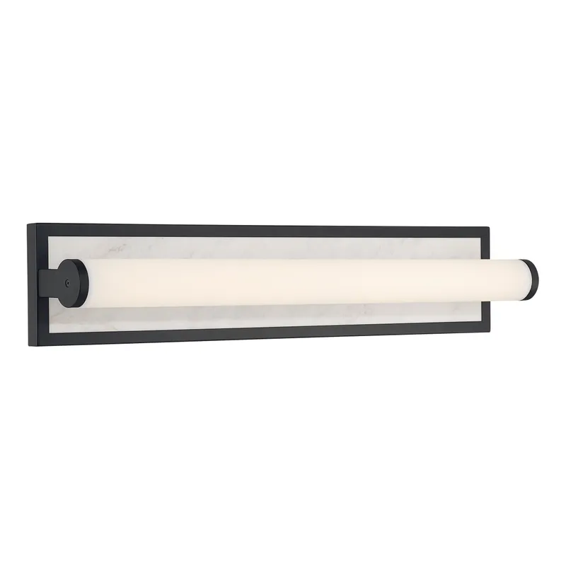 Stratum Integrated LED 24in Vanity in Matte Black with Jazz White Marble — Golden Lighting LED Wall Lights  3000K