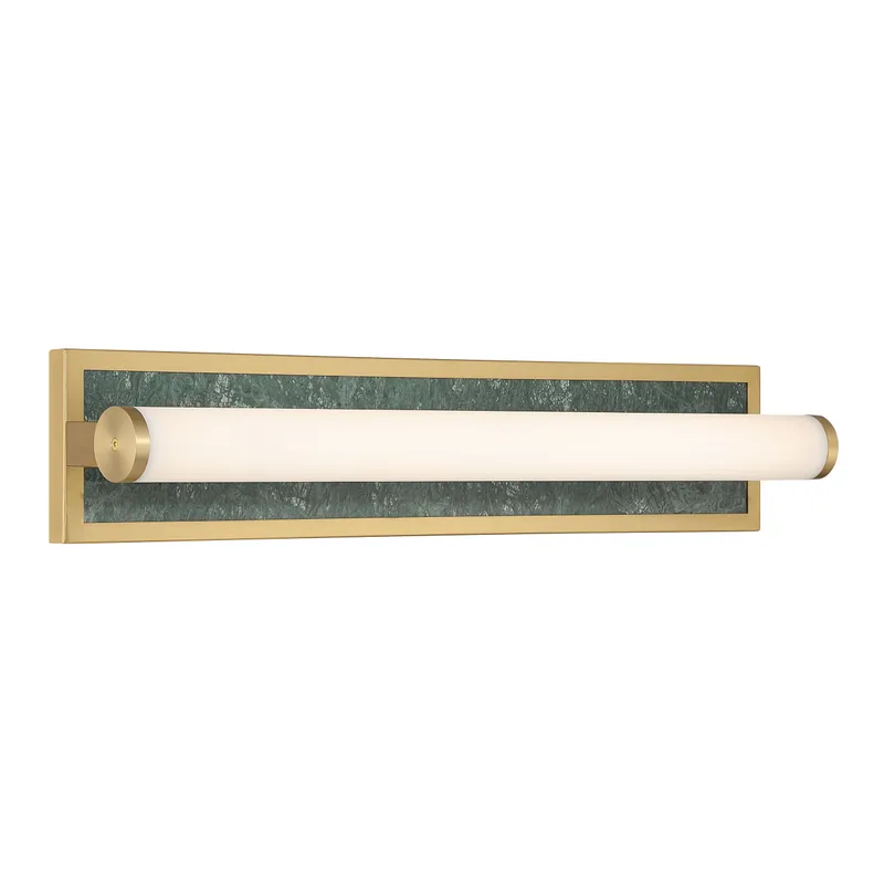 Stratum Integrated LED 24in Vanity in Brushed Champagne Brass with Persian Green Marble — Golden Lighting LED Wall Lights  3000K