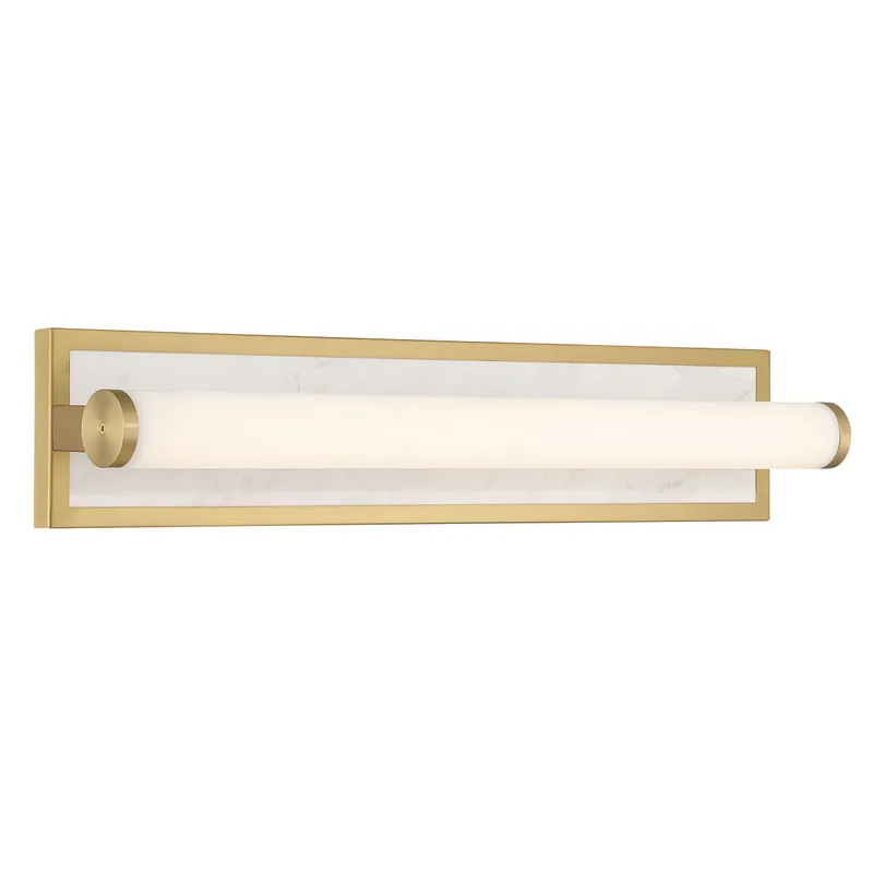 Stratum Integrated LED 24in Vanity in Brushed Champagne Brass with Jazz White Marble — Golden Lighting LED Wall Lights  3000K