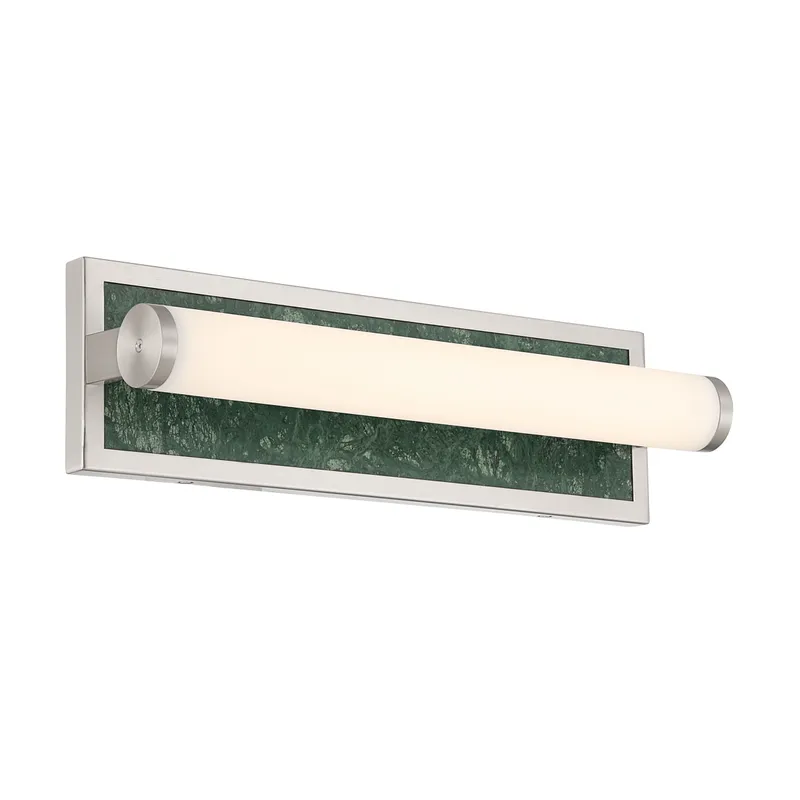 Stratum Integrated LED 18in Vanity in Brushed Nickel with Persian Green Marble — Golden Lighting LED Wall Lights  3000K